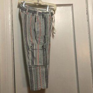 Gap kids vintage capri size 8 blue denim with red white and navy blue strips